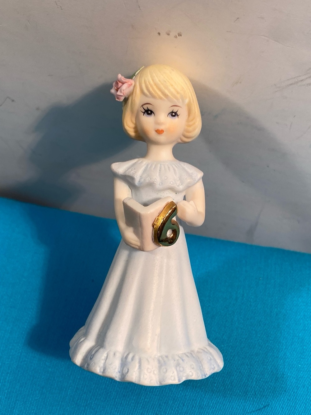 Birthday 6 Yr Old Girl Figurine with Pink Flower